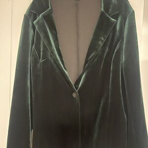 SHEIN Dark Green Velvet Blazer